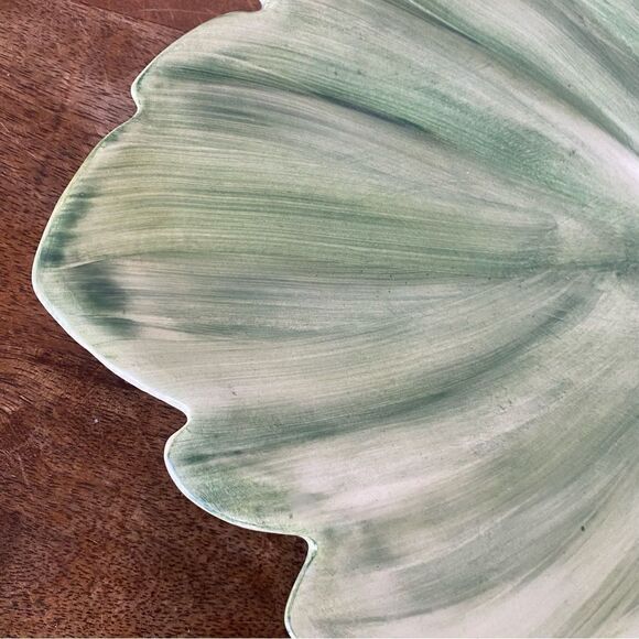 Vintage Italian pottery Italy green leaf platter 13” - Picture 3 of 4